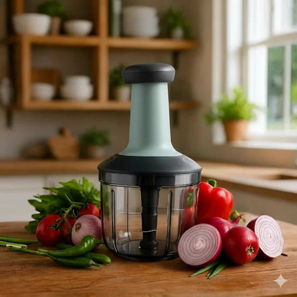 FIT4CHEF Chopper 4 Blades Push Chopper 900ml Onion Chopper Vegetable Cutter Vegetable Chopper Chopper Cutter Onion Cutters Dry Fruit Cutter Veg Cutter Garlic Chopper Hand Chopper Handy Chopper